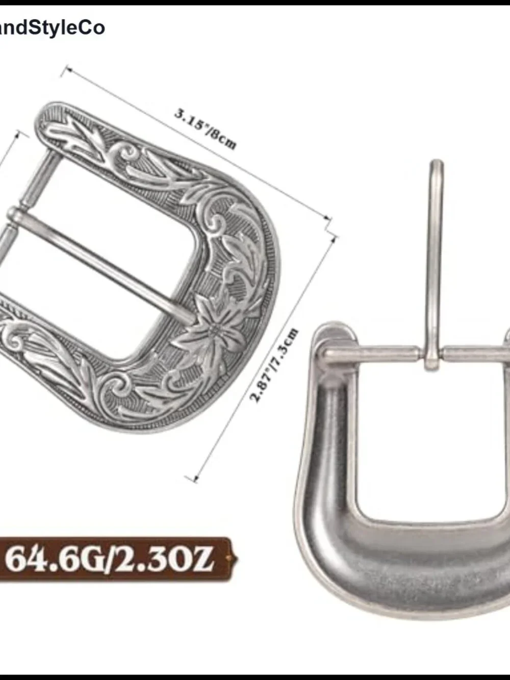 Cowboy Western Belt Buckle Floral Engraved Alloy Men Women